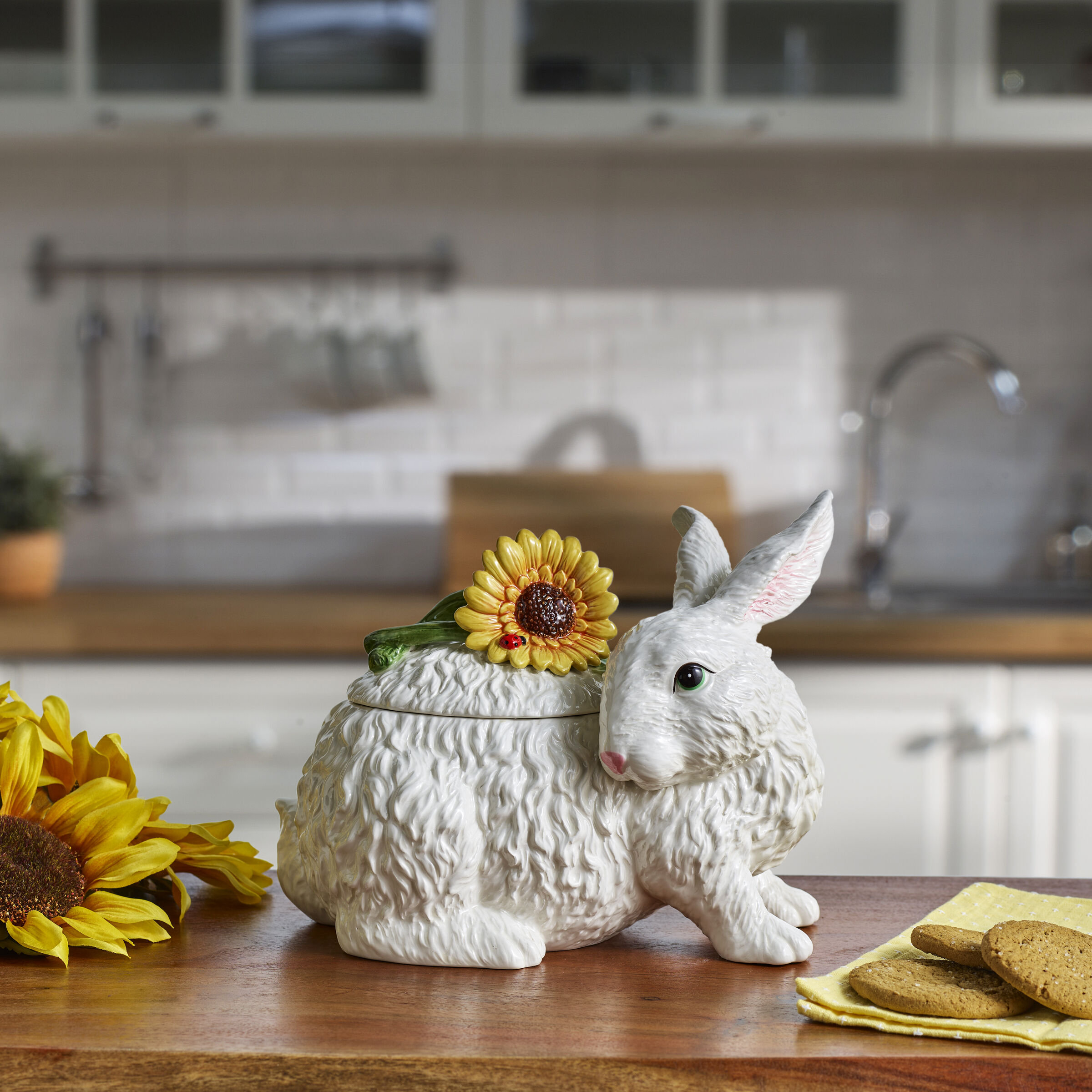 Fitz And Floyd Sunflower Rabbits Cookie Jar | Wayfair